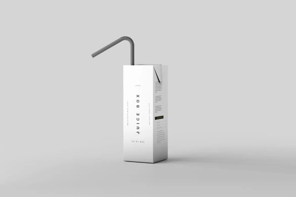 Juice Box with Straw Mockup Mockup Free