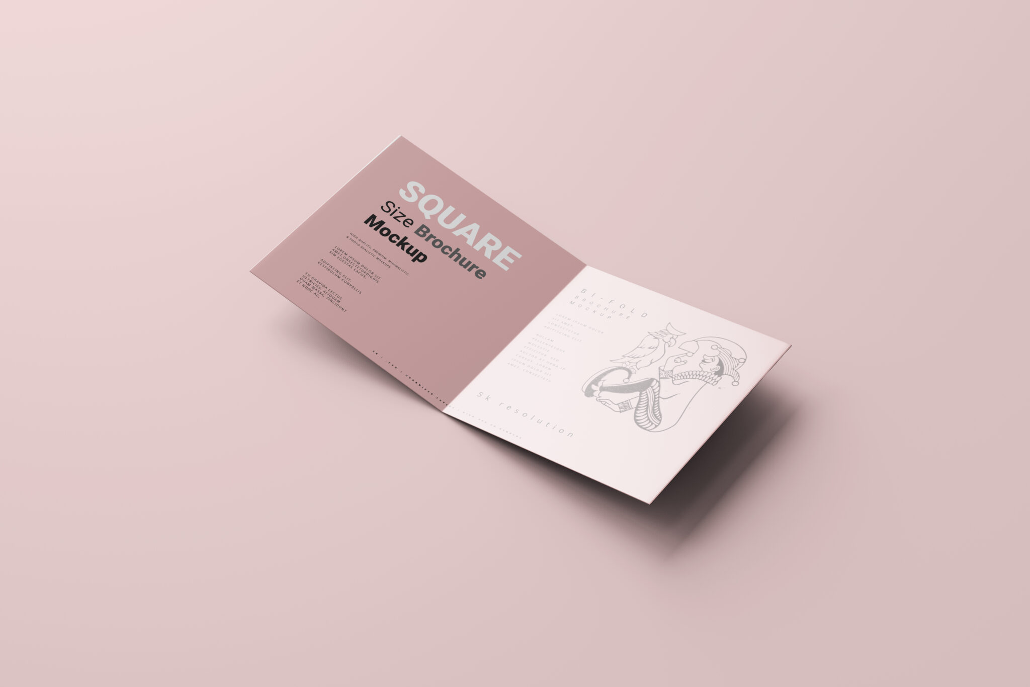 Bi-Fold Square Brochure Mockups - Mockup Free