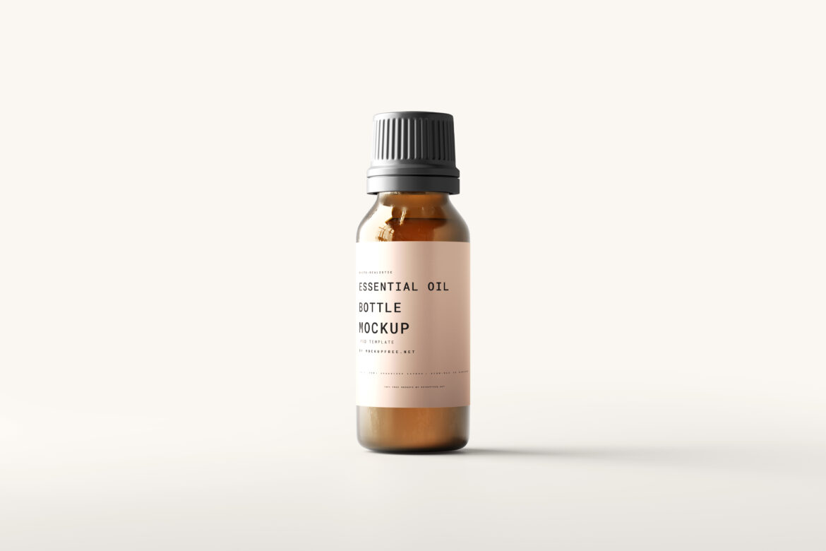 Large Essential Oil Bottle Mockups - Mockup Free