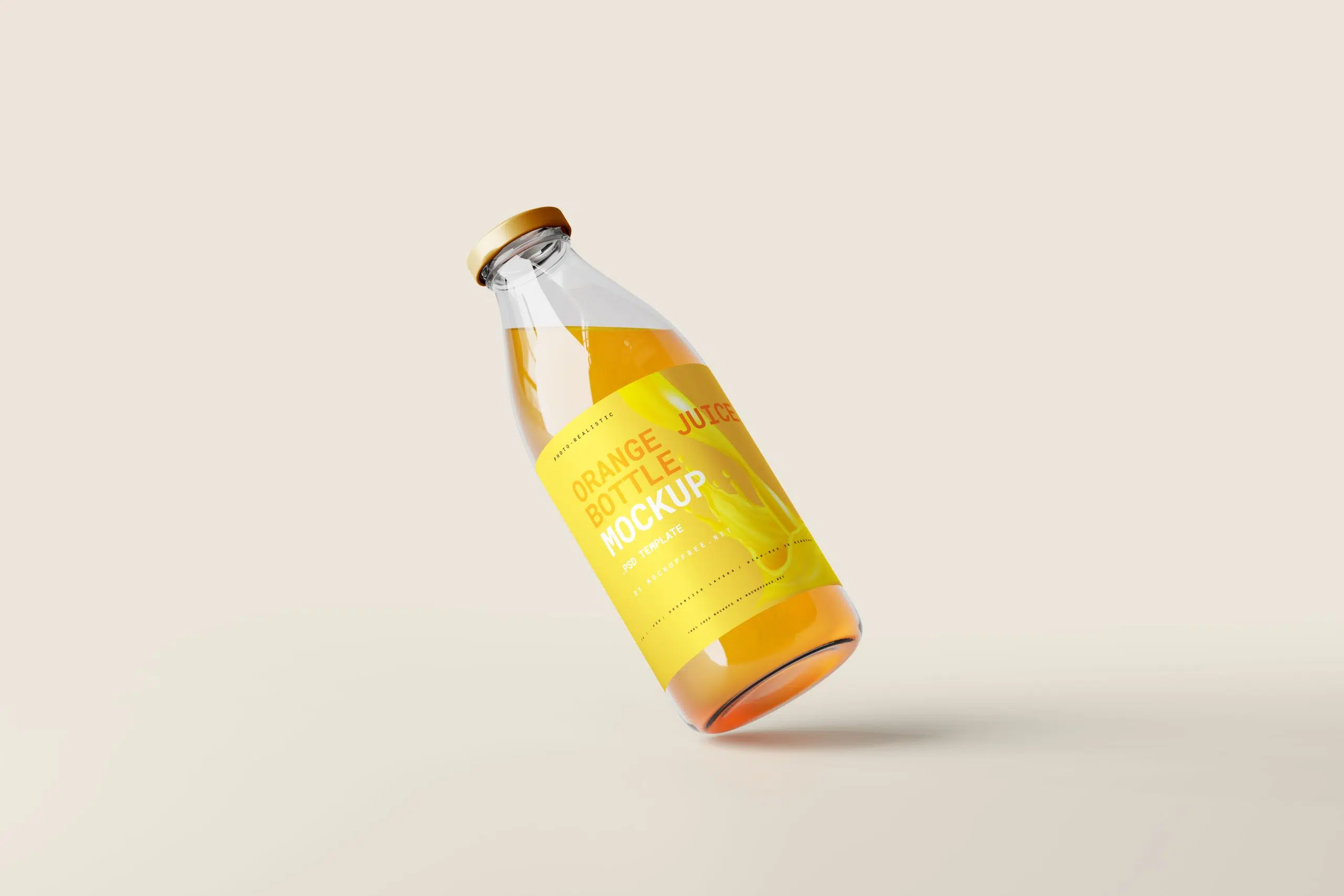 Realistic Glass Juice Bottles Mockup