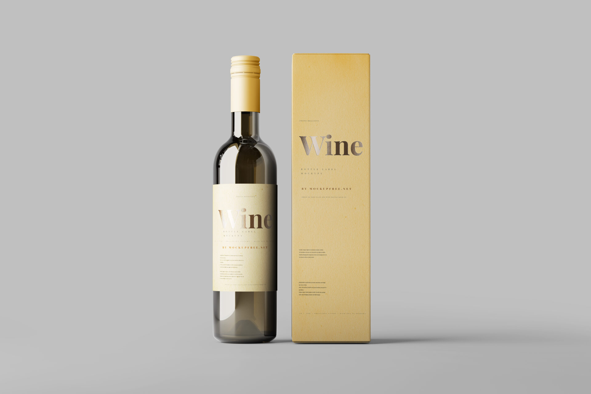 Wine Bottle and Box Mockup - Mockup Free