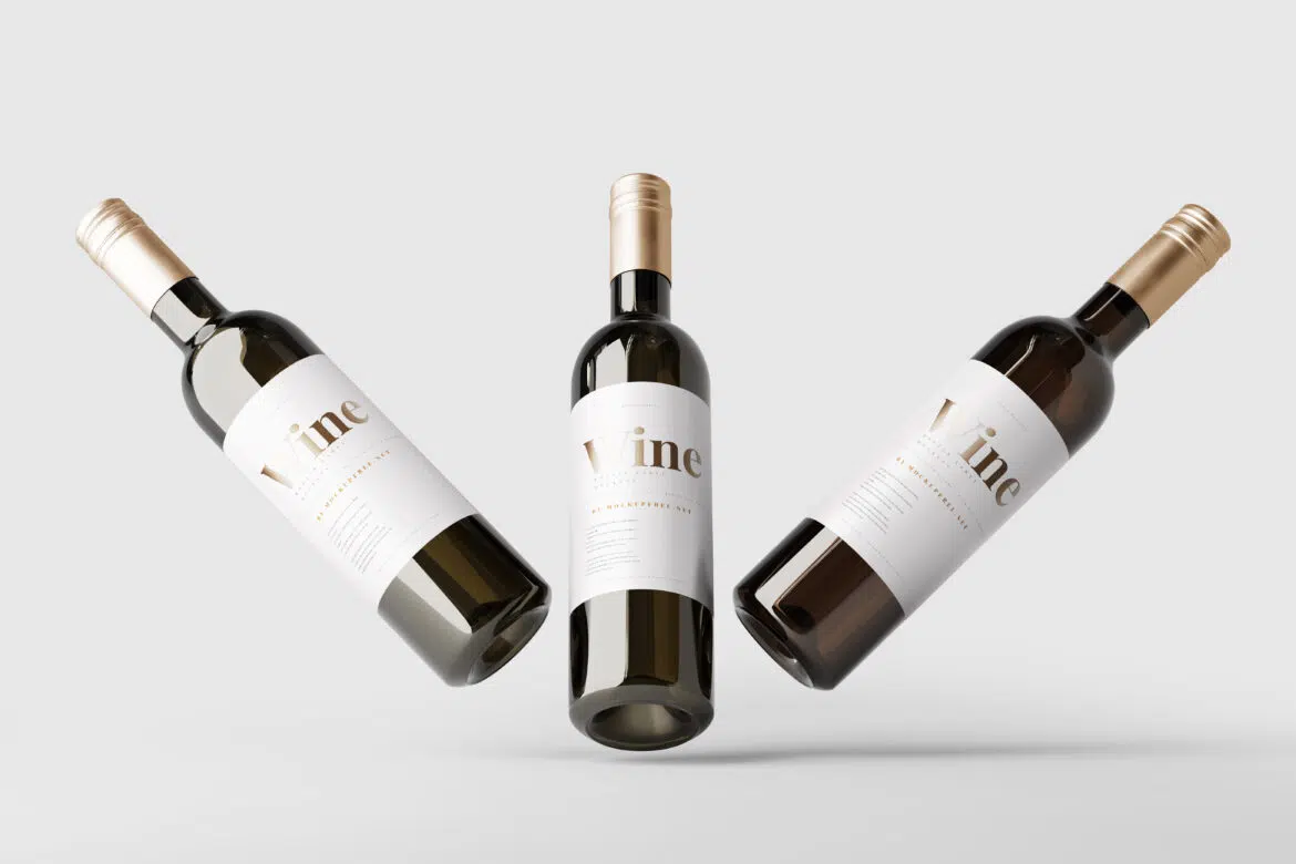 Wine Bottle Mockup Bundle - Mockup Free