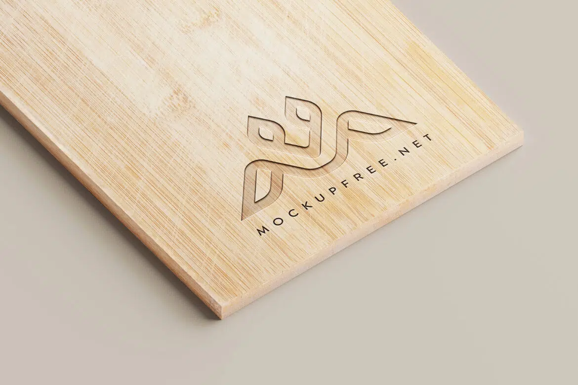 Logo on a Wooden Cutting Board Mockup - Mockup Free