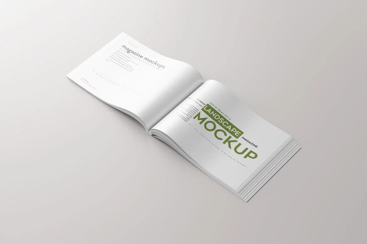 Horizontal Open Magazine Mockup - Mockup Free