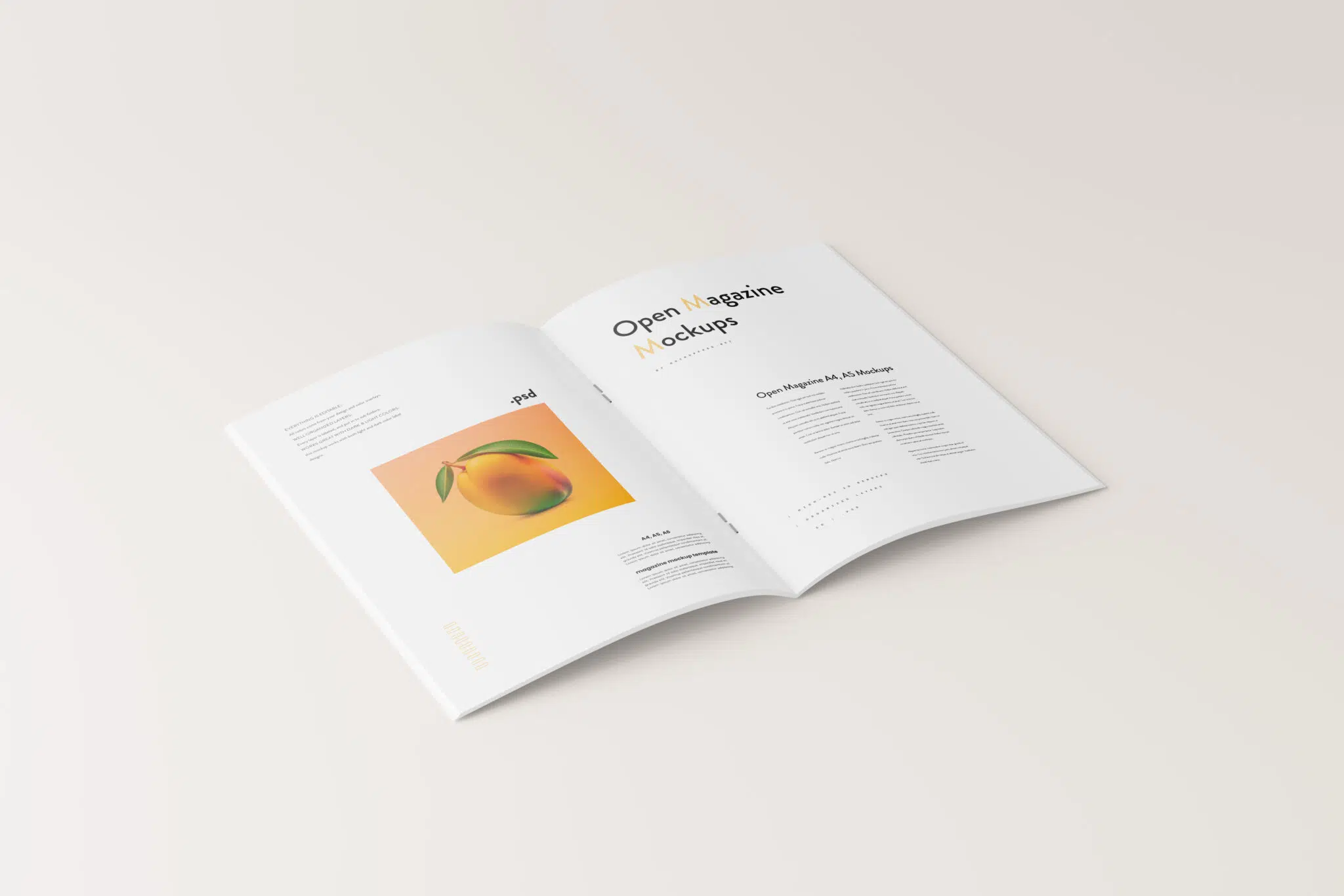 Open Magazine Mockups A4 / A5 - Mockup Free