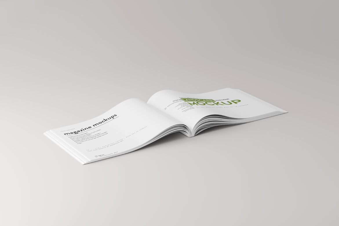 Horizontal Open Magazine Mockup - Mockup Free