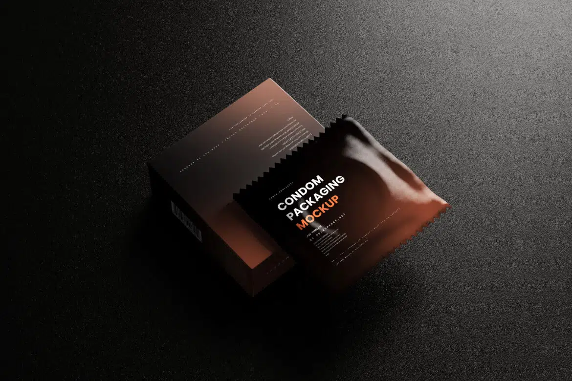 Condom Mockups with Dark Color Setup - Mockup Free