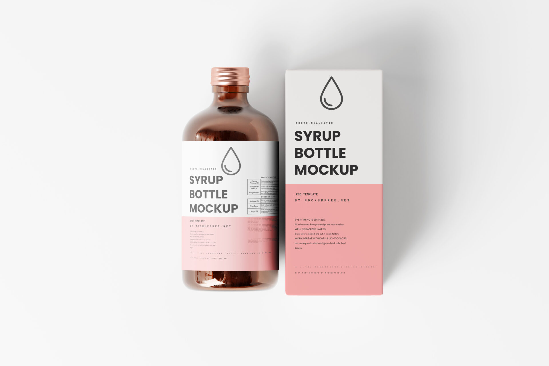 Syrup Bottle and Box Mockups Mockup Free
