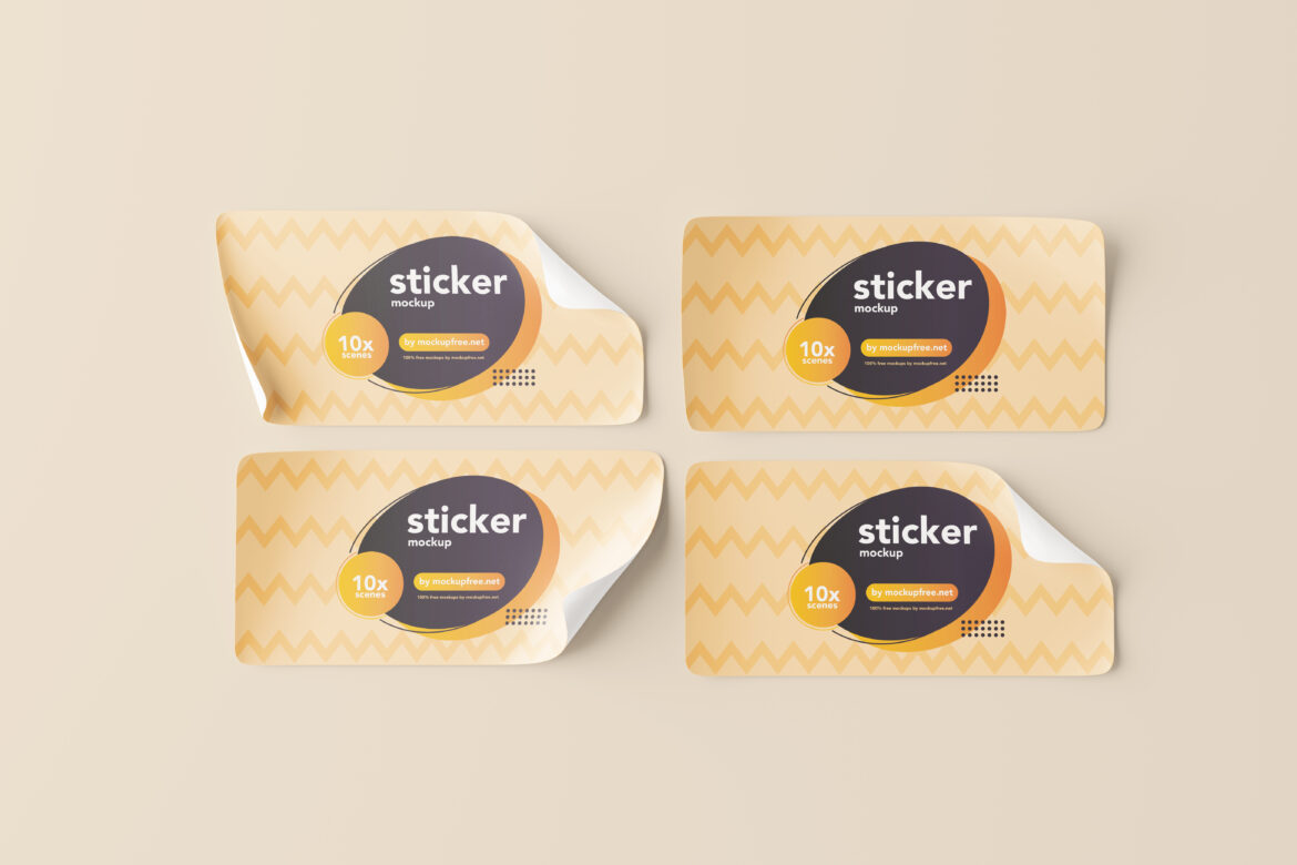 Rectangle Stickers Mockups - Mockup Free