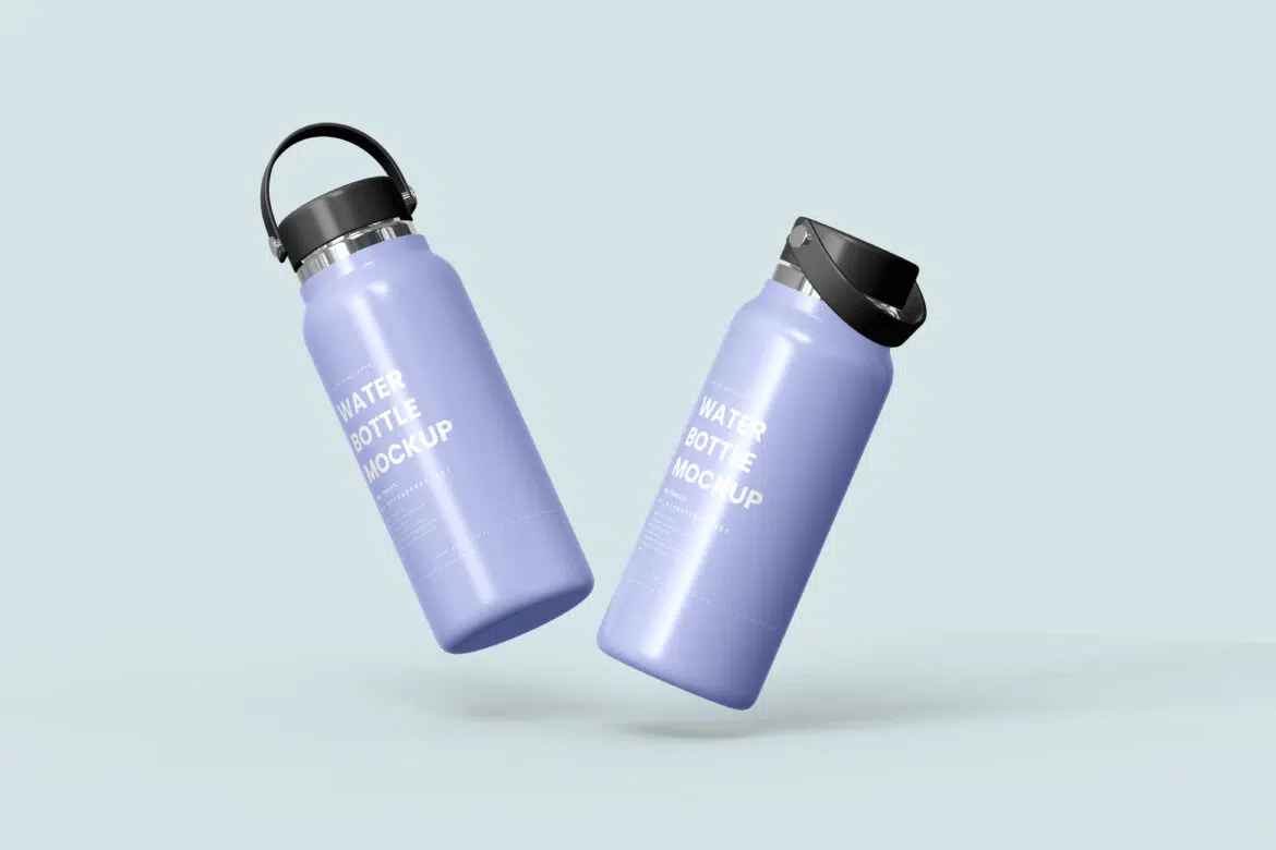 Aluminum Water Bottle Mockups - Mockup Free