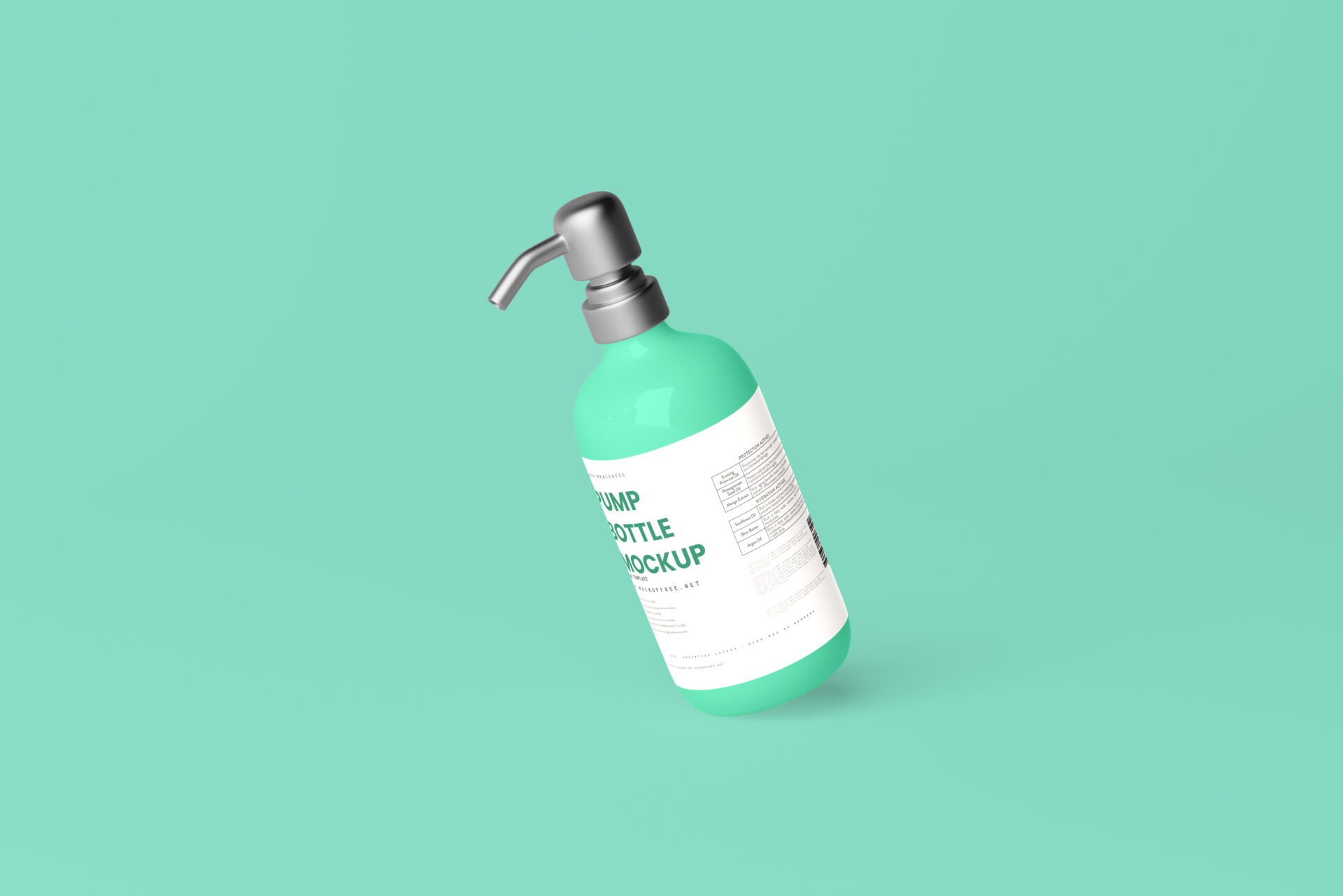 Pump Bottle with Metallic Closure Mockups Mockup Free