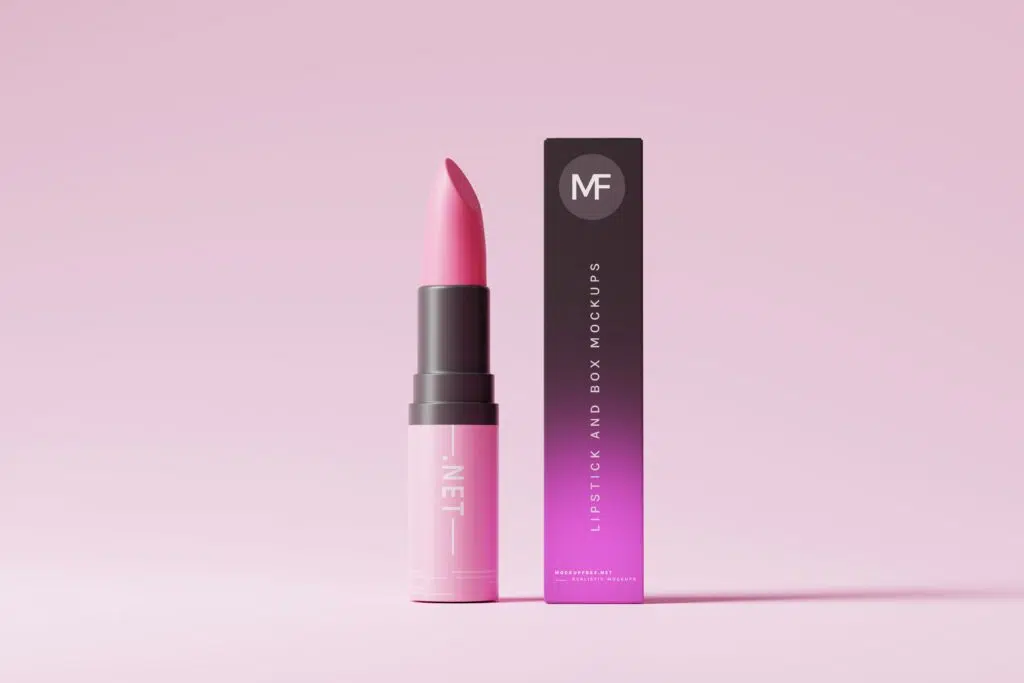 Cosmetic Lipstick and Box Mockups