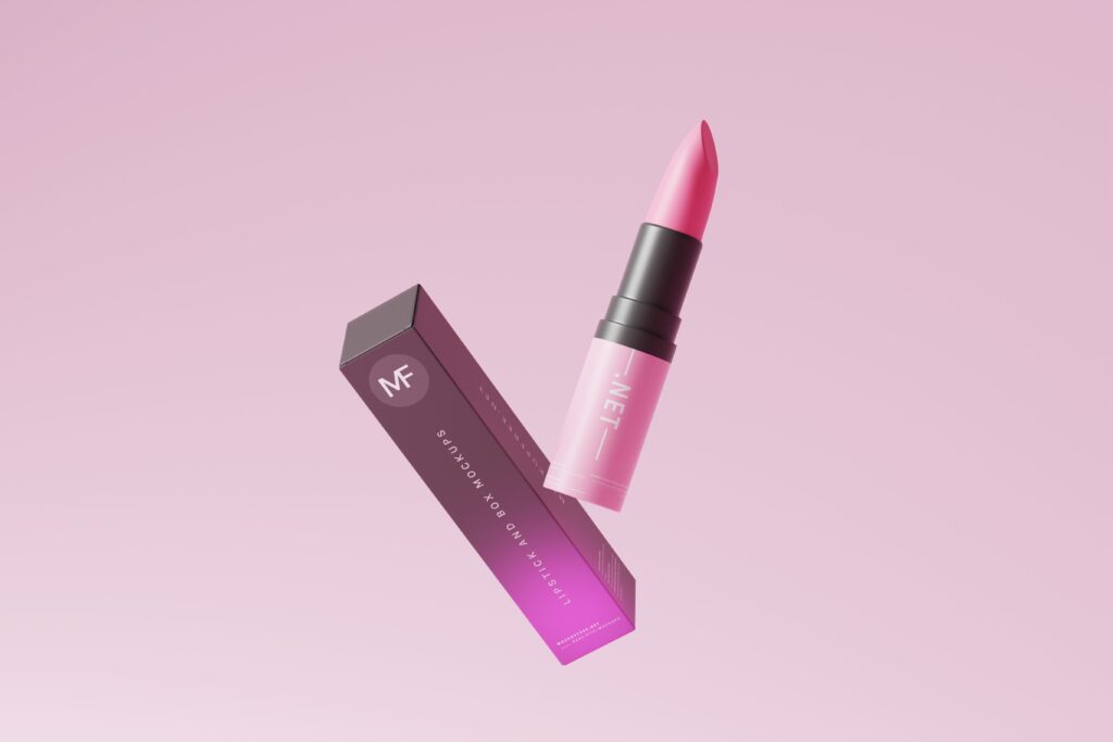 Cosmetic Lipstick and Box Mockups