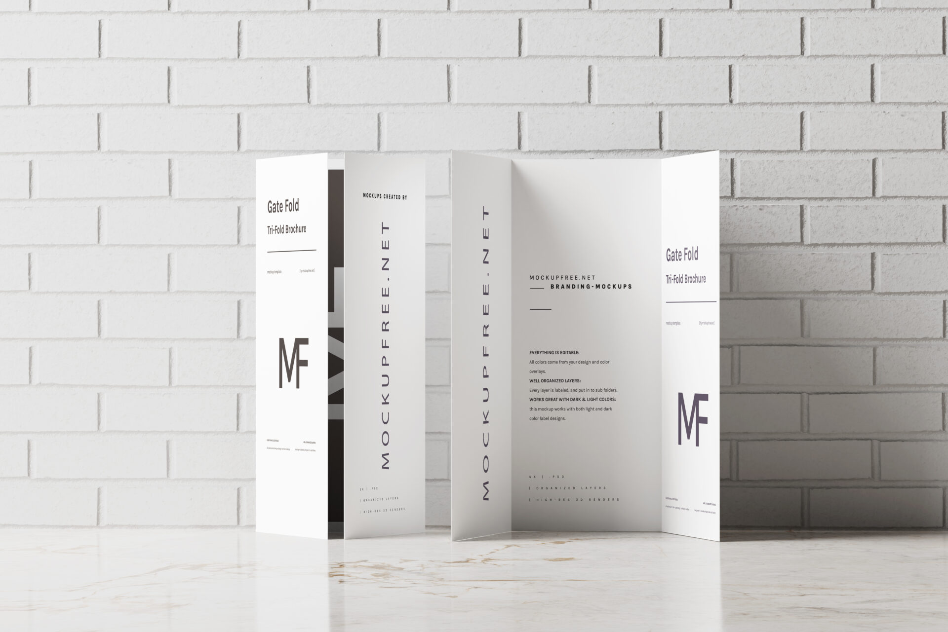 Gate Fold Brochure Mockups - Mockup Free