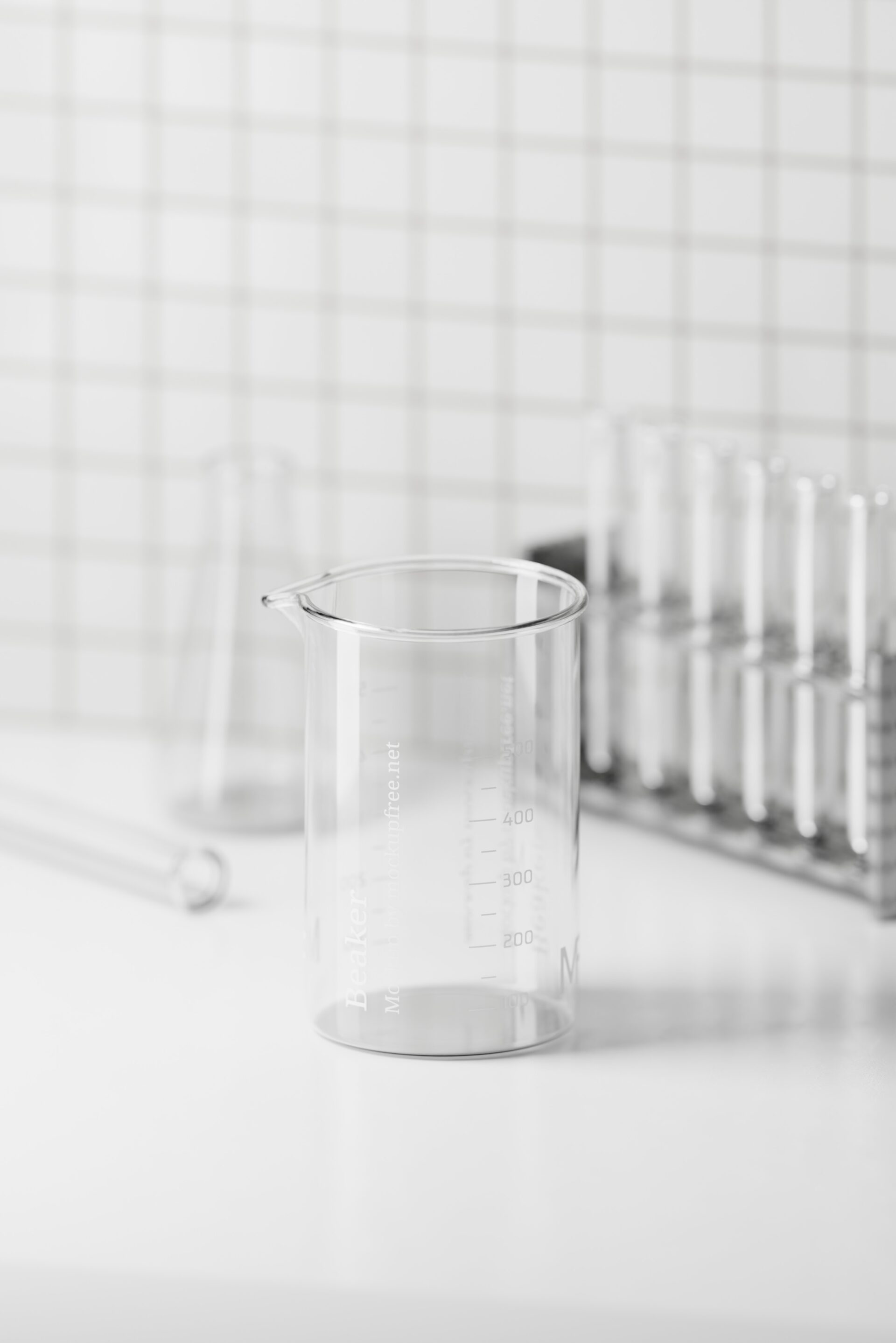 Beaker Mockups in a Laboratory Background - Mockup Free