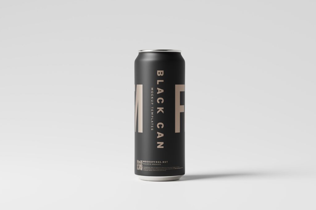 Black Soda or Beer Aluminum Can Mockup Collection
