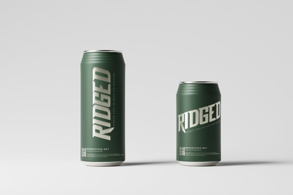 Ridged Soda or Beer Can Mockups