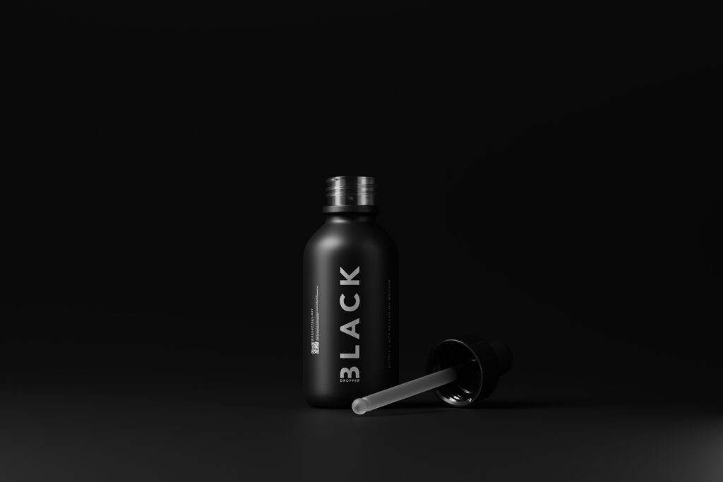 Black Dropper Bottle Mockup
