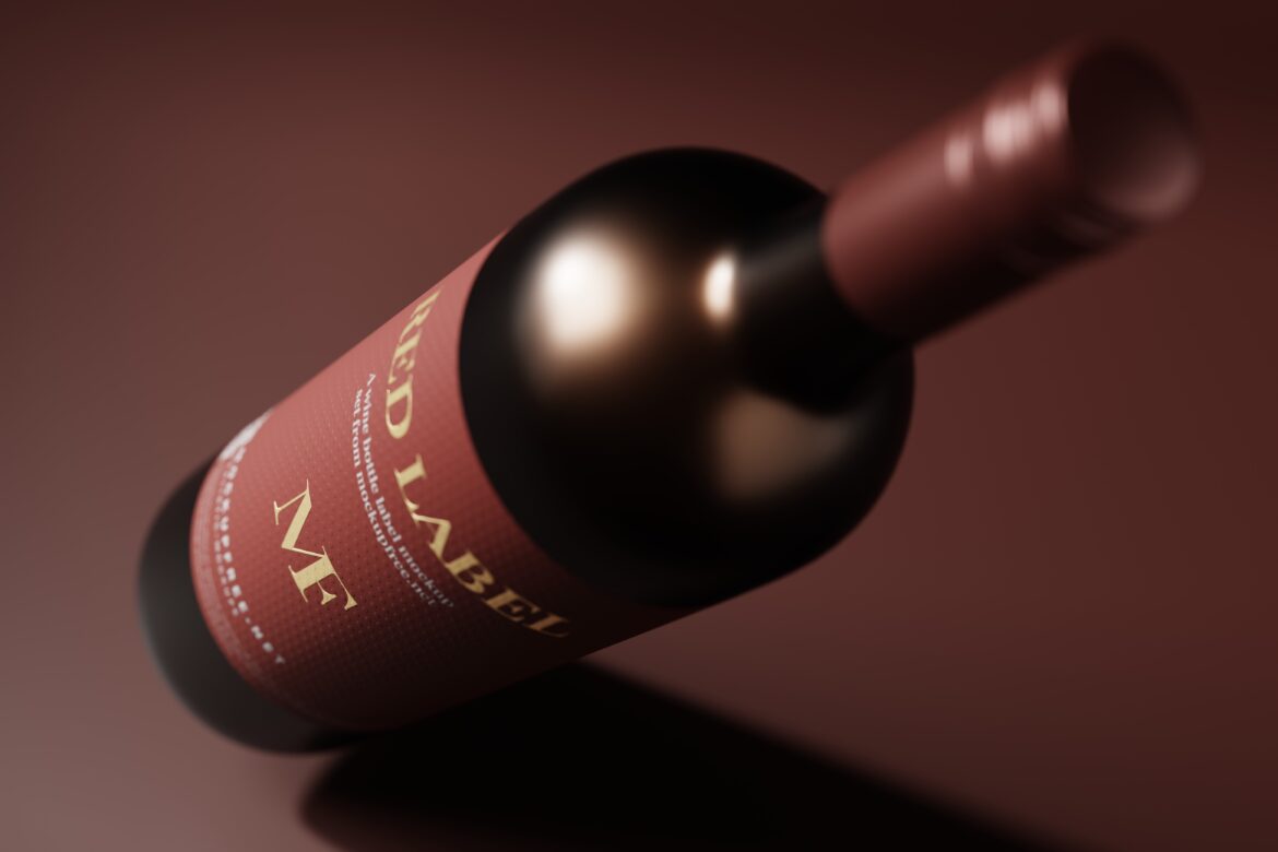 Red Label – Wine Bottle Mockups - Mockup Free