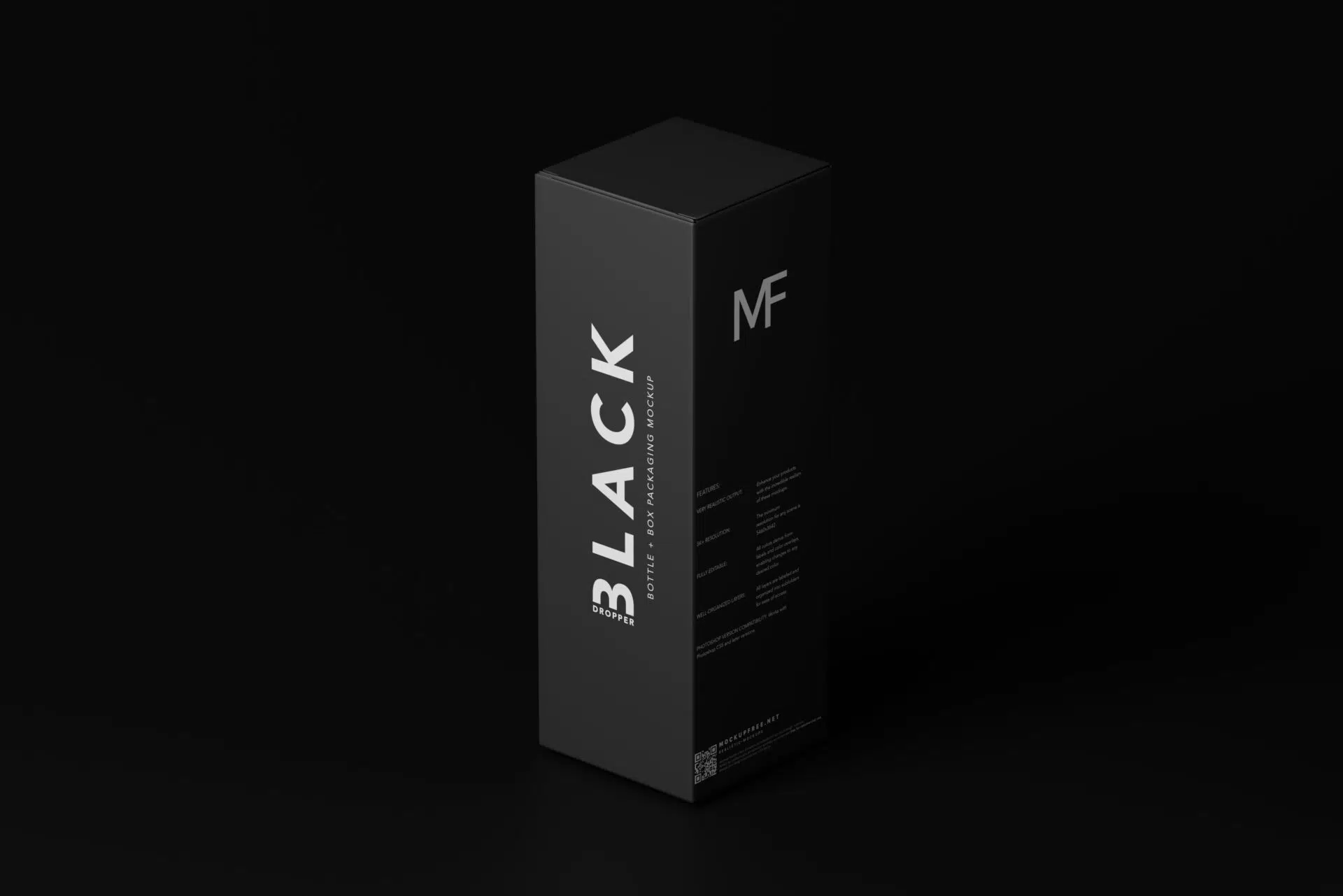 Black Dropper Bottle + Box Mockups - Mockup Free