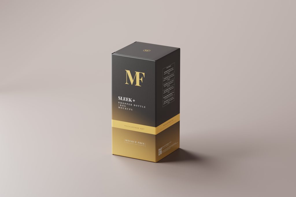 Cosmetic Dropper Bottle Packaging with Box Mockup