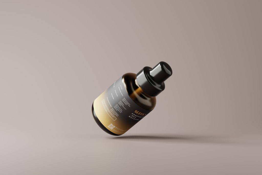 Cosmetic Dropper Bottle Packaging with Box Mockup