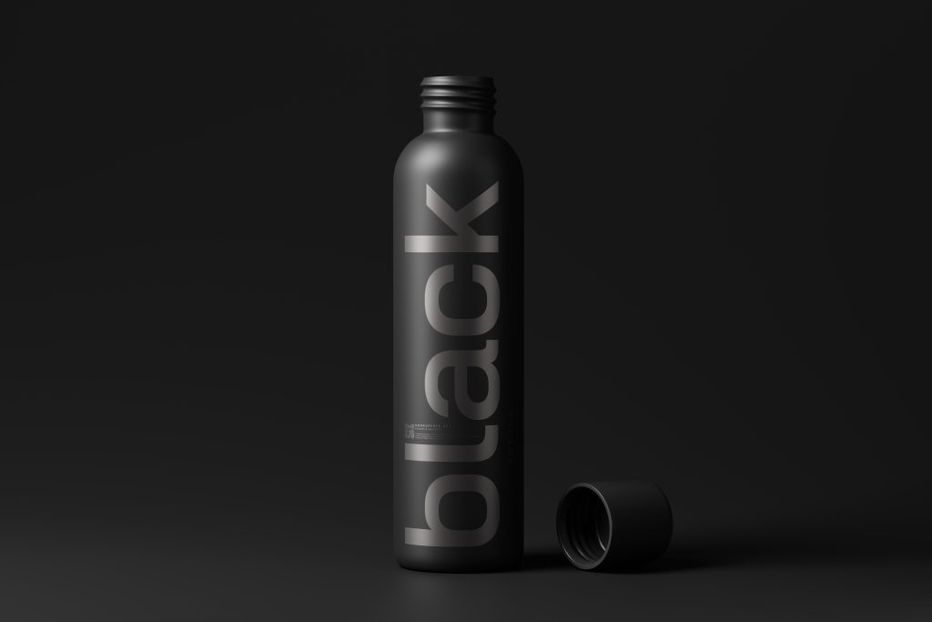 Black Plastic Cosmetic Bottle Mockup