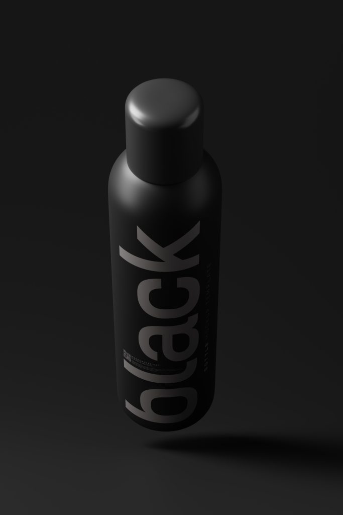 Black Plastic Cosmetic Bottle Mockup