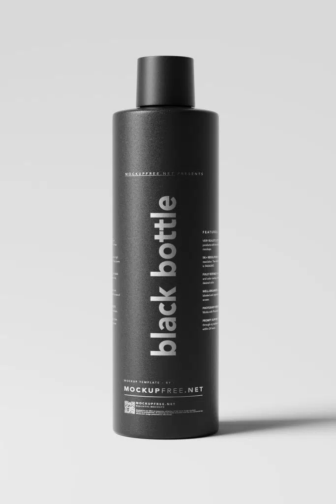 Black Matte Plastic Bottle Mockup