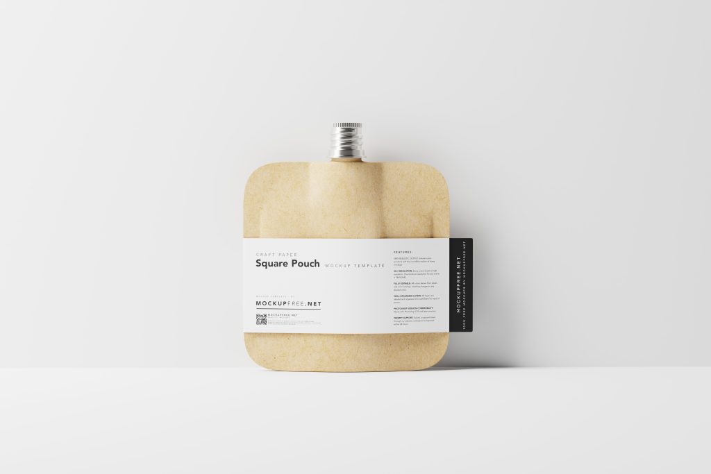 Square Craft Paper Pouch Mockup