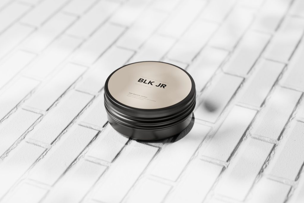 Black Metallic Flat Cosmetic Jar Mockup