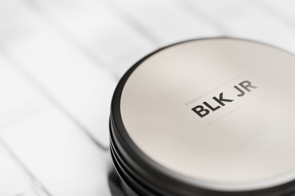 Black Metallic Flat Cosmetic Jar Mockup